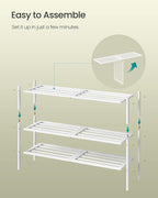 SONGMICS Bamboo Shoe Rack for Closet, Stackable Shoe Oragnizer with Modular Structure, Space-Saving Free Standing Shelf for E