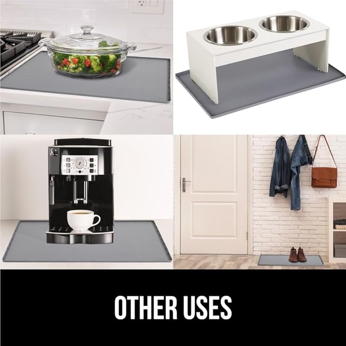GORILLA GRIP Waterproof Silicone Under Sink Mat with Raised Lip for Kitchen and Bathroom, 34 x 22 in, Cabinet Shelf Liner Sta