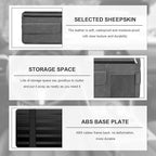 Car Sun Visor Organizer, Soft Leather Auto Sunshade Glasses Storage Bag with Multi-Pocket Net Zipper, Scratch-Resistant Vehicle Visor Pocket Eyeglasses Case Note Holder (Gray)