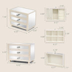 Gifturbo 3-Layer Jewelry Organizer, 3 Drawers Jewelry Box for Women Mirror Storage Box for Necklace Earrings Rings Bracelets,
