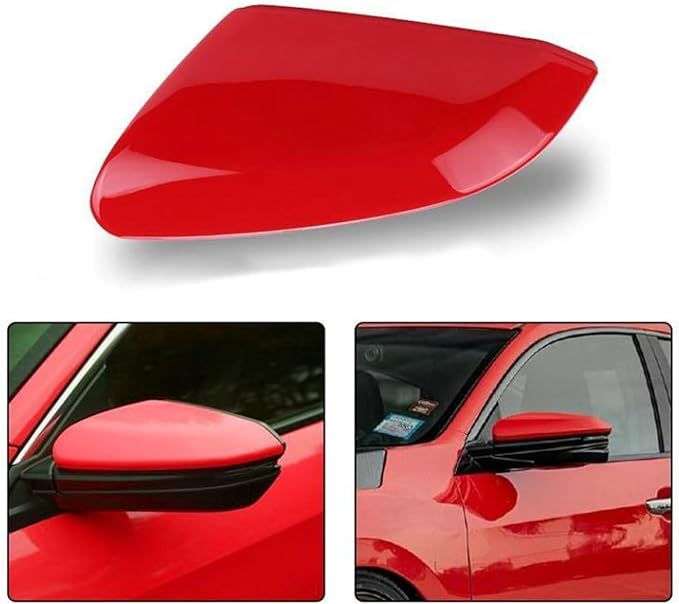 Red Mirror Cap Cover For Honda Civic 2016 2017 2018 2019 2020 2021 Rearview Mirror Cap Replacement (Red Left Side)