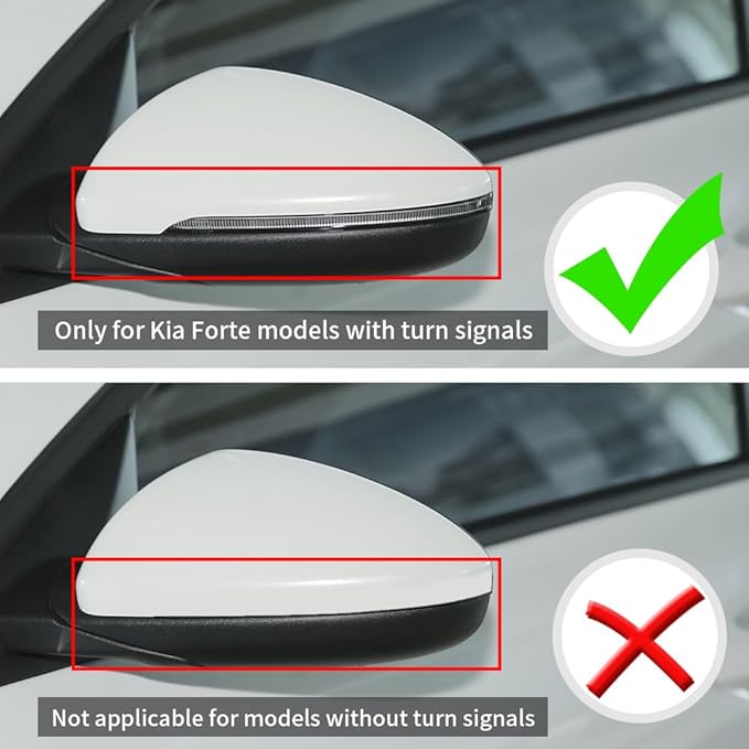 Compatible with Kia Forte Mirror Cover 2019 2020 2021 2022 2023 2024, Accessories Car Exterior Door Ox Horn Side Rearview Mirror Guard Cover Trim Caps (Carbon Fiber Color)