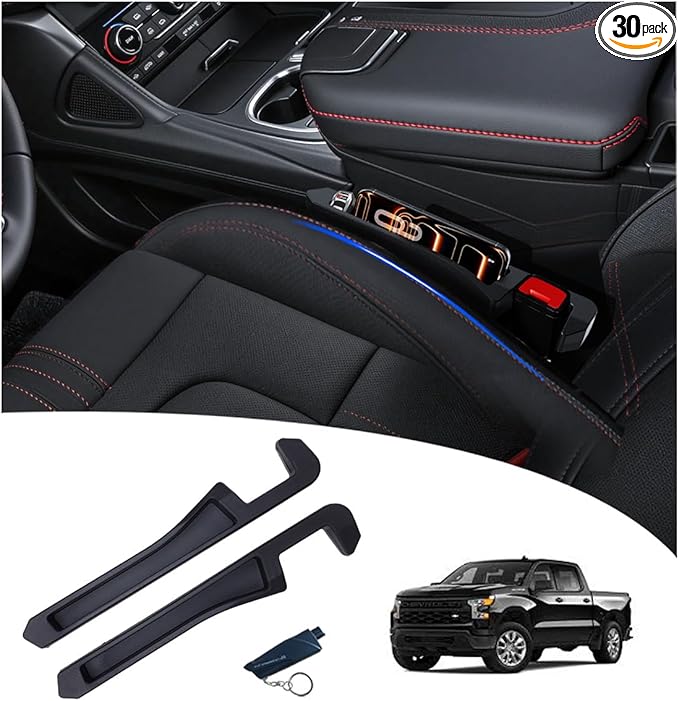 Half-Sized Seat Gap Filler Compatible with Chevy Silverado 1500 2500HD | Zero Interference Side Storage Space | Anti-Drop Organizer | Free Window Breaker | Full Console w/Bucket Seats ONLY