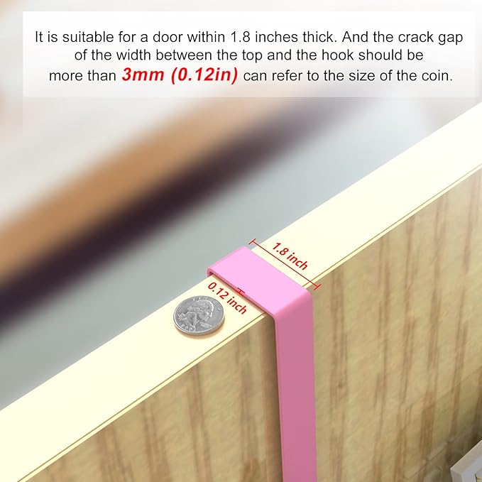 Coat Rack, Over The Door Hanger with Mesh Basket, Detachable Storage Shelf for Towels, Hats, Handbags, Coats (Pink)