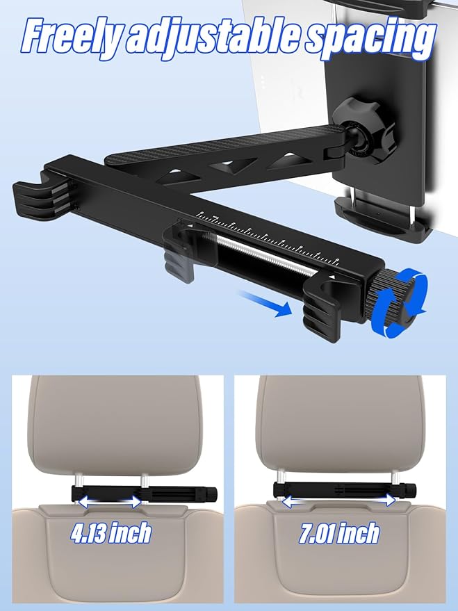 LYFlCCS Headrest Car Tablet Holder Mount with Flexible Arm Special for iPad Pro 12.9, Long Trip Back Seat Mount Fit Thickness Case for iPad air, mini, Galaxy Tab and More 4.7-13" Phone & Tablet