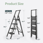WOA WOA 4 Step Ladder for 10 Feet High Ceiling, Lightweight Foldable Ladder with Non-Slip Wide Pedals, Step Stool with Safe H