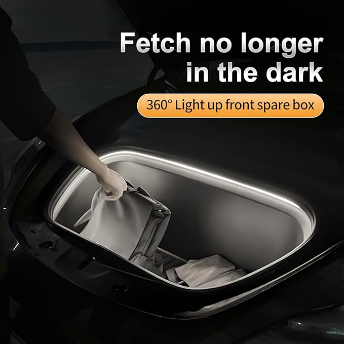 Frunk LED Light Strip for Tesla Model 3 2021 2022 2023 - Waterproof & Easy Installation Interior Lighting Bar with Flexible Silicone, Frunk Ambient Lighting Accessories (DC 15V, Cool White)