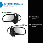 TRQ 2 Piece Driver and Passenger Side Mirror Assembly Set Electric Adjustment Heated Memory Black Compatible with 1998-2002 B