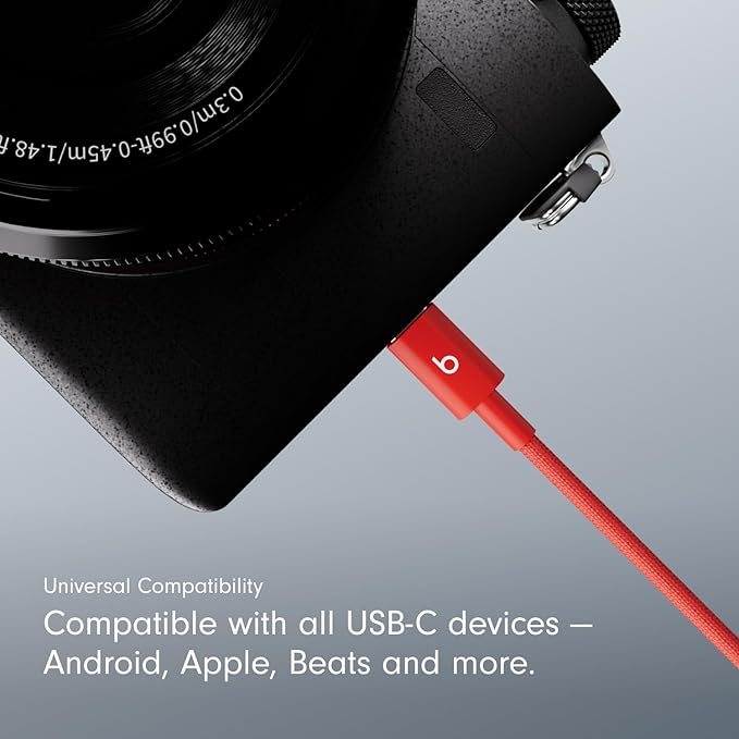 Beats USB-A to USB-C Woven Cable Fast Charging Durable and Tangle-Free Design Compatible Charger for Apple & Android Devices 