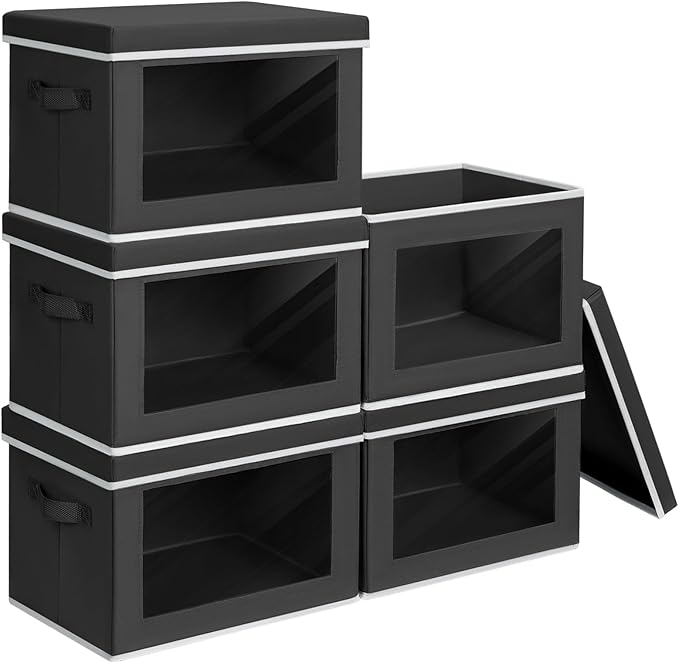 Homsorout Stackable Storage Bins with Lids - Medium Storage Box with Lids, Foldable Closet Boxes for Organizing, Wardrobe Clo