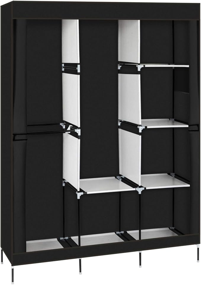 71" Portable Closet Storage Organizer Wardrobe Clothes Rack,Covered Garment Rack,Steel Tube Clothes Storage Organizer,Freesta
