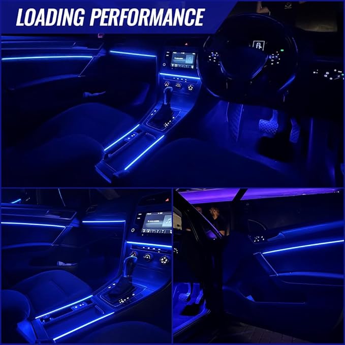 Acrylic Car Led Lights Interior, Universal RGB Ambient Lighting Car Kit,175 inch Neon Flexible Fiber Optic Led Strip Music Sync Lights,10 in 1 USB Power Dash Footwell DIY Mode