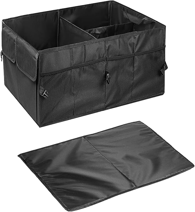 Car Trunk Organizer, Waterproof Adjustable Vehicle Storage Box, Automotive Collapsible Multi Compartment Organization Container