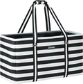 Stand Up Extra Large Utility Tote Bag, Foldable Reusable Grocery Bags with Metal Wire Frame & Reinforced Bottom Board, Large Utility Tote for Shopping, Car Trunk, Beach Bag（Black）