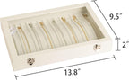 Frebeauty 15 Hooks Necklace Tray Velvet Neckalce Organizer with Clear Lid Lockable Necklace Holder Box Jewelry Organizer for 