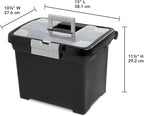 Sterilite Portable Lockable File Box Organizer with Handle and Clear Lid (12 Pack)
