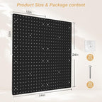 FZK PegBoard, 4 Pack Peg Board 12 * 12inch, Pegboard Wall Organizer, ABS Peg Board for Walls, Black Plastic pegboard, Suitabl