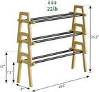 Stackable Shoe Rack Organizer, 3 Tier Shoe Rack for Closet, Bamboo Free Standing Shoe Storage, Shoe Stand for Front Door Entr