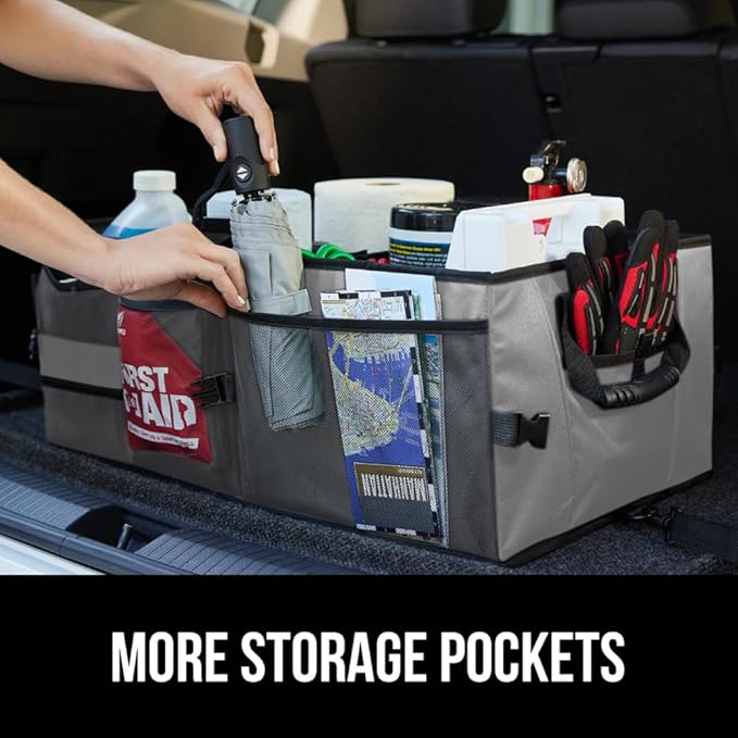 GORILLA GRIP Large Capacity Sturdy Trunk Storage Organizer, Slip and Water Resistant Collapsible Organization Container for