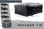 Voyager 15 Cubic Feet Waterproof Rooftop Cargo Roof Bag, No Roof Rack Needed UV-Protected PVC Semi-Coated Mesh, Welded Seams, Water Seal Zipper, 42" L x 34" W x 18" H