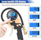 Digital Tire Pressure Gauge with Inflator - 250 PSI Heavy Duty Tire Inflator with Gauge & Quick Connect Coupler - Car Tire Air Chuck and Compressor Accessories - 0.1 Display Resolution (1 Pack)