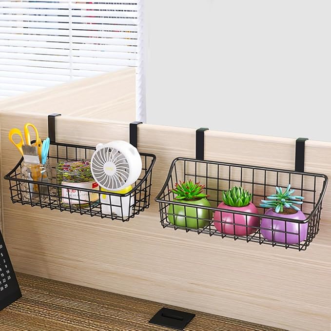 LeleCAT Over Cabinet Door Basket with hook Grid Storage Basket, Kitchen Storage Organizer,Over Cabinet Door Organizer,Hanging
