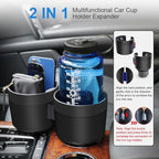JINKEY Dual Cup Holder Expander for Car, 2 in 1 Multifunctional Large Car Cup Holder Expander Adapter with Adjustable Base, A
