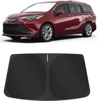 TINGLU Sun Shade for Toyota Sienna Mini Van 2021-2024 2025 2026 Accessories Windshield Sun Shade Window Shade UV Rays Protection Sun Visor Cover with Steering Wheel Sunshade Storage Bag