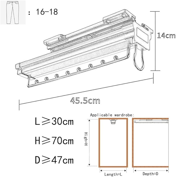 Closet Rods Clothes Rail Extendable Coat Hanger, Alloy Trouser Rack for Wardrobe, Double Slide, Multifunctional Storage, Hang