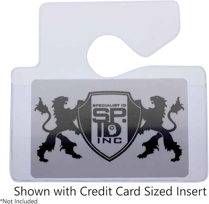 100 Clear Rigid Vinyl Horizontal Vehicle Hang Tag Parking Pass Holders by Specialist ID