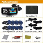 Car Parking Sensors Kit Reverse Radar parktronic System Auto Electronics Vehicle Back Assistant Reverse 8 Sensor (Dark Blue)