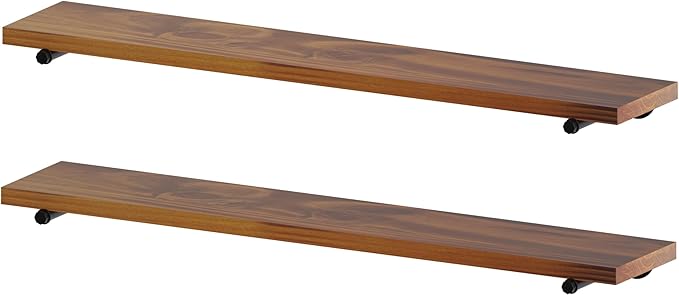 Industrial Pipe Wall Wood Shelves,Real Wooden Shelves 55" in Special Brown Color with 1.2" Extra Thickness, Modern Floating S