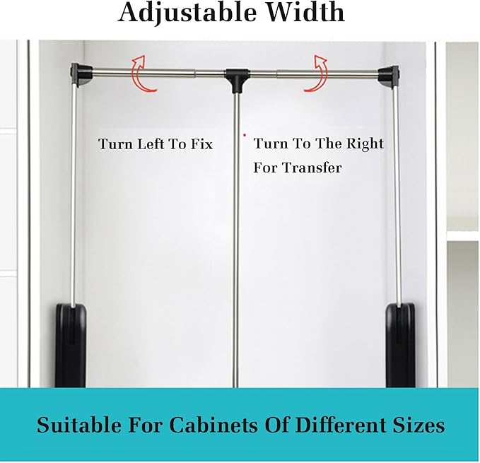 Pull Down Clothes Rail,Extendable Wardrobe Rod,Adjustable Telescopic Lift with Return,Wardrobe and Closet Clothing Storage,Sp
