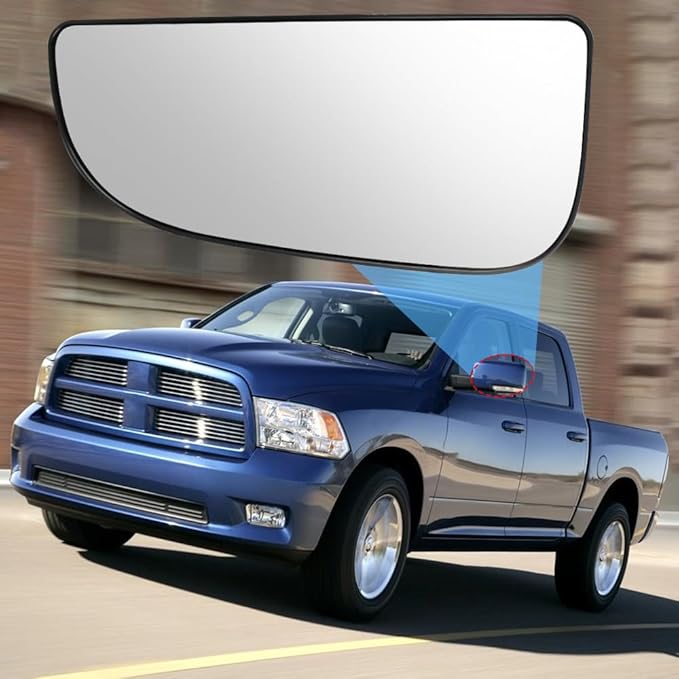 Driver Left Side Lower Mirror Glass Replacement, for 2010-2020 Dodge Ram 1500 2500 3500 4500 5500, Towing Mirrors Convex Glass with Rear Mounting Bracket, 68067731AA