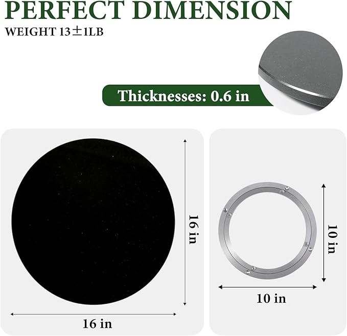 Koville Black Marble Lazy Susan for Kitchen Counter, 16'' Marble Turntable for Dinning, Lazy Susan Organizer for Cabinet, Ser