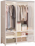 Portable Closet,Portable Closets for Hanging Clothes,Japanese Style Wardrobe with 2 Hanging Rods,6 Storage Shelves,43.3" L x 