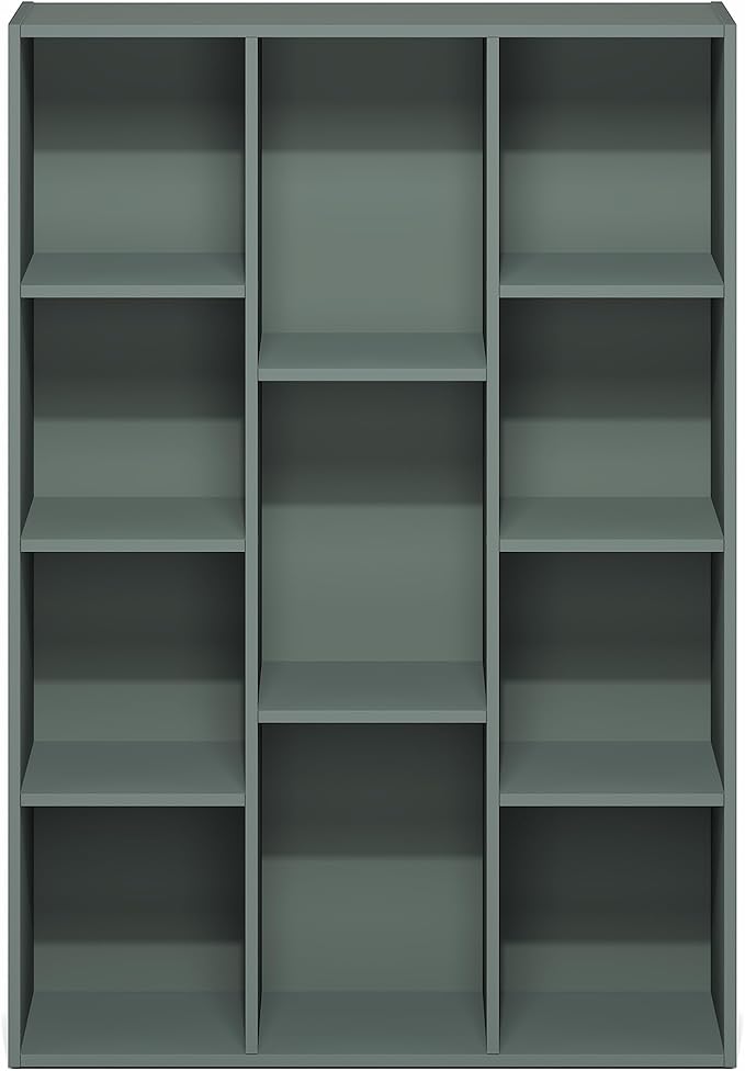 Furinno LUDER Book Shelf, 11-Cube Bookshelf, Reversible Bookcase, 9.4 x 29.1 x 41.7, Easy Assembly, for Living Room, Bedroom,