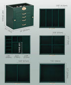 Enthralite Jewelry Box with 4 Drawers: Display Organizer for Earrings Necklaces - Gifts for Girls Women (Forest Green)