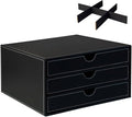 UnionBasic Document Organizer, 3-Drawer File Cabinet Document Storage Box, Office Desktop Filing Organizer, Black with White 