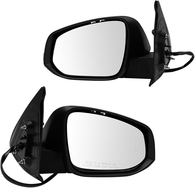 TRQ Driver & Passenger Side Power Heated Mirror Set Textured Paint to Match with Turn Signal Blind Spot Compatible with 2016-