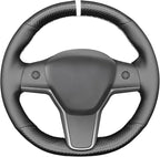 MEWANT Tesla Steering Wheel Cover - Hand Stitched for Model 3 (2017-2023) & Model Y (2020-2023) Accessories