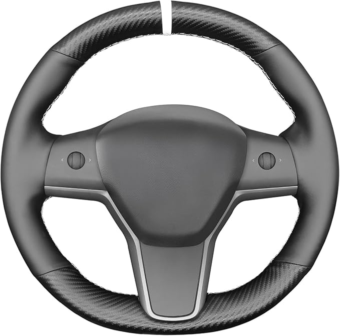 MEWANT Hand Stitched Steering Wheel Cover for Tesla Model 3 2017-2023 / Model Y 2020-2023 Accessories