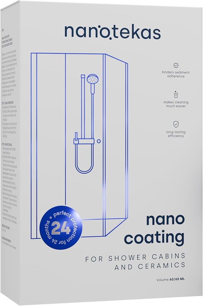 Nano Glass Coating 2-in-1 Kit - Shower Glass and Ceramic protector. Water Repellent spray for glass and Glass Guard for showe