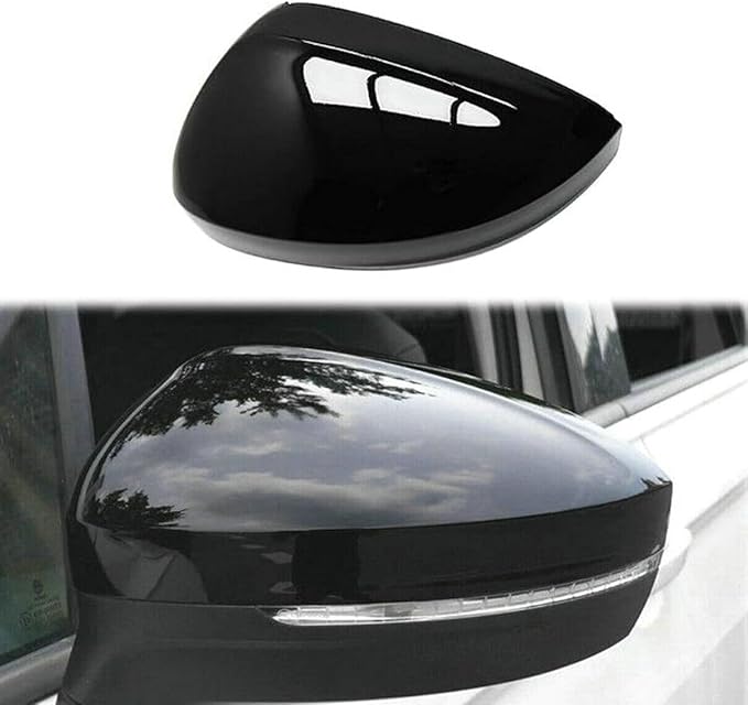 Rearview Side Wing Mirror Caps Cover for VW Tiguan MK2 2017 2018 2019 2020 Gloss Black (Left Driver Side)