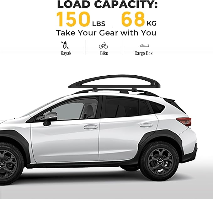 BougeRV 64''x40''x8'' Aluminum Roof Basket Anti-Rust Lightweight Universal Roof Rack Basket Rooftop Cargo Carrier with Wind Fairing,150LBS Load Capacity, Fit for SUV Truck Cars (Black)