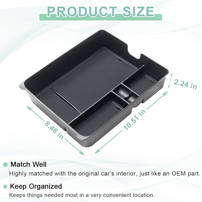 PIMCAR Center Console Organizer for 2023-2025 2026 Honda Pilot, 2024 2025 2026 Honda Passport/Ridgeline Upgrade Design Tray Accessories Interior Armrest Box Divider ABS Plastic Material-Black Trim