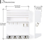 Key Holder, Wall Mounted Mail Organizer, Keys Holder on Wall with 9 Key Hooks, White