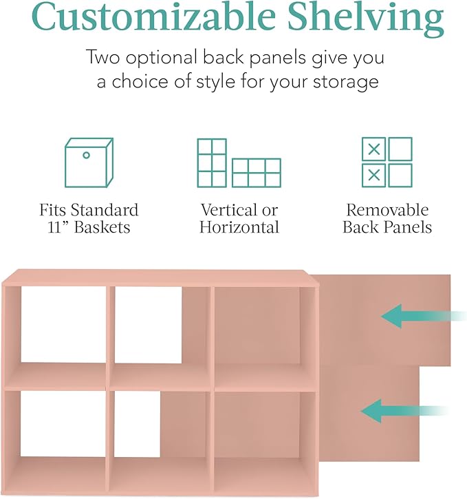 Best Choice Products Kids Bookcase 6-Cube Storage Organizer, 11in Shelf Opening, Bookshelf, Toy Storage, Customizable w/ 3 Re