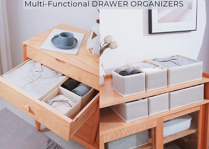 Fordonral 12 Pack Drawer Organizer Clothes, Foldable Fabric Dresser Organizer Closet Organizers and Storage Box for Underwear
