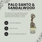 Palo Santo & Sandalwood (Santal) Hanging Car Air Freshener – Long Lasting Essential Oil Diffuser for Car, Closet, Bathroom – 